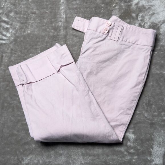 Ann Taylor Loft Julie Pink Cropped Cuffed Pants Straight Leg Womens Size 10 - Picture 1 of 11